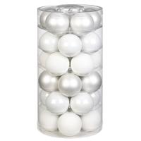 30x Stuks Glazen Kerstballen Wit 6 Cm Glans En Mat - Kerstbal