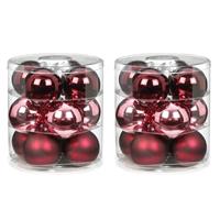 Tube Met 24x Roze/rode Kerstballen Van Glas 8 Cm Glans En Mat - Kerstbal