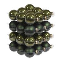 Bellatio 72x Glazen Kerstballen Mat/glans Donker Olijf 6 Cm - Kerstbal