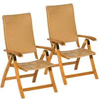 Merxx Gartenstuhl Capri, Set, 2 St., 2er Set, Akazie/Polyrattan, klappbar, natur