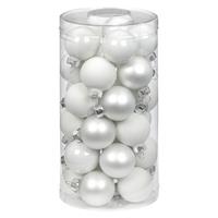 60x Stuks Kleine Glazen Kerstballen Wit Mix 4 Cm - Kerstbal