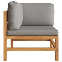 vidaXL 2-Sitzer-Gartensofa mit Grauen Kissen Massivholz Teak 