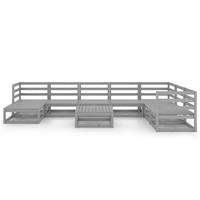 vidaXL 9-delige Loungeset massief grenenhout grijs