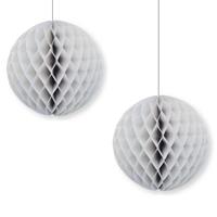 Bellatio 4x Papieren Kerstballen Grijs 10 Cm Kerstversiering - Kerstbal