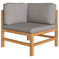 vidaXL 3-Sitzer-Gartensofa mit Grauen Kissen Massivholz Teak 