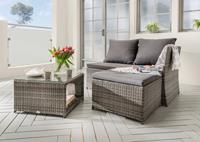 Destiny Gartenmöbelset »Loft«, (3-tlg), Bank, Hocker, Tisch 56x56 cm, Polyrattan