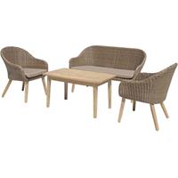 HARMS 4-Teilig Lounge-Gruppe Sitz-Ecke Tischgruppe RATTAN-OPTIK Veranda Garten Balkon