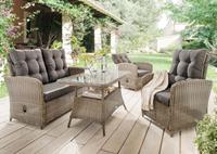 Destiny Tuinset MERANO II 2 fauteuils, 2-zitsbank, tafel, polyrotan (11-delig)