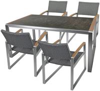 Garden Pleasure Gartenmöbelset »AVERNA«, (5-tlg), mit robustem Glastisch