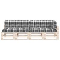 vidaXL Bankkussens pallet 5 st ruitpatroon grijs