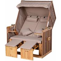 Outsunny strandstoel, ligbed met beschermhoes, bekerhouders, weerbestendig, lichtgewicht, 190 x 60 x 30 cm, beige | Aosom.nl