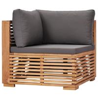 VIDAXL Garten-Ecksofa mit Grauer Auflage Massivholz Teak