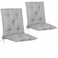 DETEX 2er Set Stuhlauflage Auflage Cozy Hochlehner Stuhlauflage Sitzauflage Sitzkissen Gartenstuhl grau uni