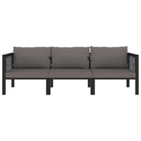 VIDAXL 3-Sitzer-Sofa mit Auflage Anthrazit Poly Rattan