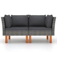 VIDAXL Ecksofas 2 Stk. Poly Rattan und Eukalyptus Massivholz