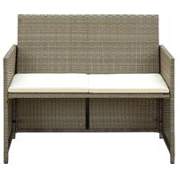 vidaXL Tuinbank 2-zits met kussens poly rattan beige