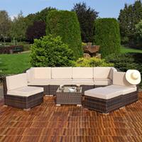 MUCOLA Sitzgruppe Sitzgarnitur Lounge Gartenmöbel Gartenset Rattan Sitzgruppe braun XL