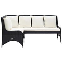 VIDAXL Garten-Ecksofa 2-tlg. Poly Rattan Schwarz