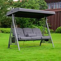 Home Deluxe Hollywoodschaukel DESCANSO Grau I Doppel-Gartenliege, Lounge-Pavillon