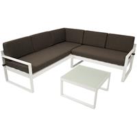 DEGAMO Lounge - Set ARESE, Aluminium weiss, Polster dunkelgrau