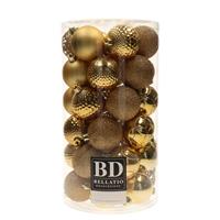 Bellatio 37x Stuks Kunststof Kerstballen Goud 6 Cm Glans/mat/glitter Mix - Kerstbal