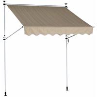 Outsunny Markise Gelenkarmmarkise Klemmmarkise Höhenverstellbar Sonnenschutz Faltarm Handkurbel Balkon Alu Beige 200 x 150 cm - beige - 