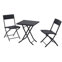 Outsunny Bistroset Polyrattan 3tlg. Sitzgruppe Essgruppe Gartenmöbel Garnitur - schwarz - 