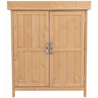 Outsunny Gartenschrank Geräteschrank Geräteschuppen 2 Fächer Tannenholz Natur 74 x 43 x 88cm - natur