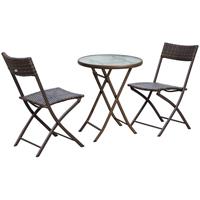 Outsunny Polyrattan Bistroset für 2 Personen braun   Balkonset Gartengarnitur Sitzgruppe Balkonmöbel