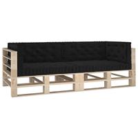 vidaXL Palletvloerkussens 6 st katoen zwart