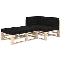 vidaXL Palletvloerkussens 4 st katoen zwart