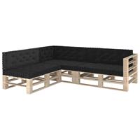 vidaXL Palletvloerkussens 7 st katoen zwart