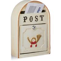 RELAXDAYS Briefkasten antik, Western Vintage Style, Shabby-Chic, Posthorn-Relief, Metall, HxBxT: 30 x 20 x 8 cm, beige