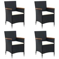 VidaXL Garten-Essstühle 4 Stk. Poly Rattan Schwarz 