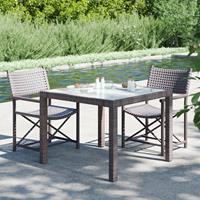 VidaXL Gartentisch 90x90x75 cm Gehärtetes Glas Poly Rattan Braun 