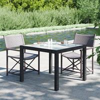 VidaXL Gartentisch 90x90x75 cm Gehärtetes Glas Poly Rattan Schwarz 