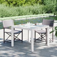 Tuintafel 90x90x75 Cm Gehard Glas En Poly Rattan Wit