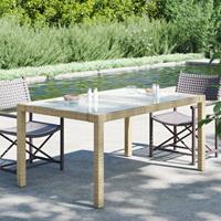 Tuintafel 150x90x75 Cm Gehard Glas En Poly Rattan Beige