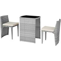 Tectake Wicker Tuinset Bistroset - Hamburg - Diverse Kleuren ichtgrijs - 403768