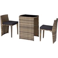 Tectake Wicker Tuinset Bistroset - Hamburg - Diverse Kleuren - Natuur - 403769