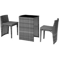 Tectake Wicker Tuinset Bistroset - Hamburg - Diverse Kleuren - Grijs - 404210