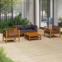 vidaXL 5-delige Loungeset met kussens massief acaciahout