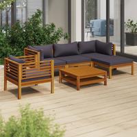 vidaXL 6-delige Loungeset met kussens massief acaciahout