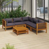 vidaXL 6-delige Loungeset met kussens massief acaciahout