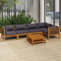 vidaXL 6-delige Loungeset met kussens massief acaciahout