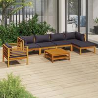 vidaXL 7-delige Loungeset met kussens massief acaciahout