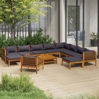 vidaXL 12-delige Loungeset met kussens massief acaciahout