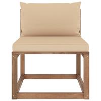 VIDAXL Garten-Paletten-Mittelsofa mit Kissen Beige