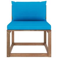 VIDAXL Garten-Paletten-Mittelsofa mit Kissen Hellblau