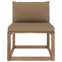 VIDAXL Garten-Paletten-Mittelsofa mit Kissen Taupe